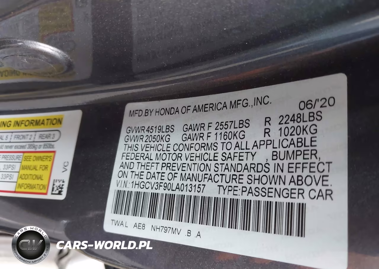 2020 Honda Accord Hybrid Touring VIN:1HGCV3F90LA013157 - 9