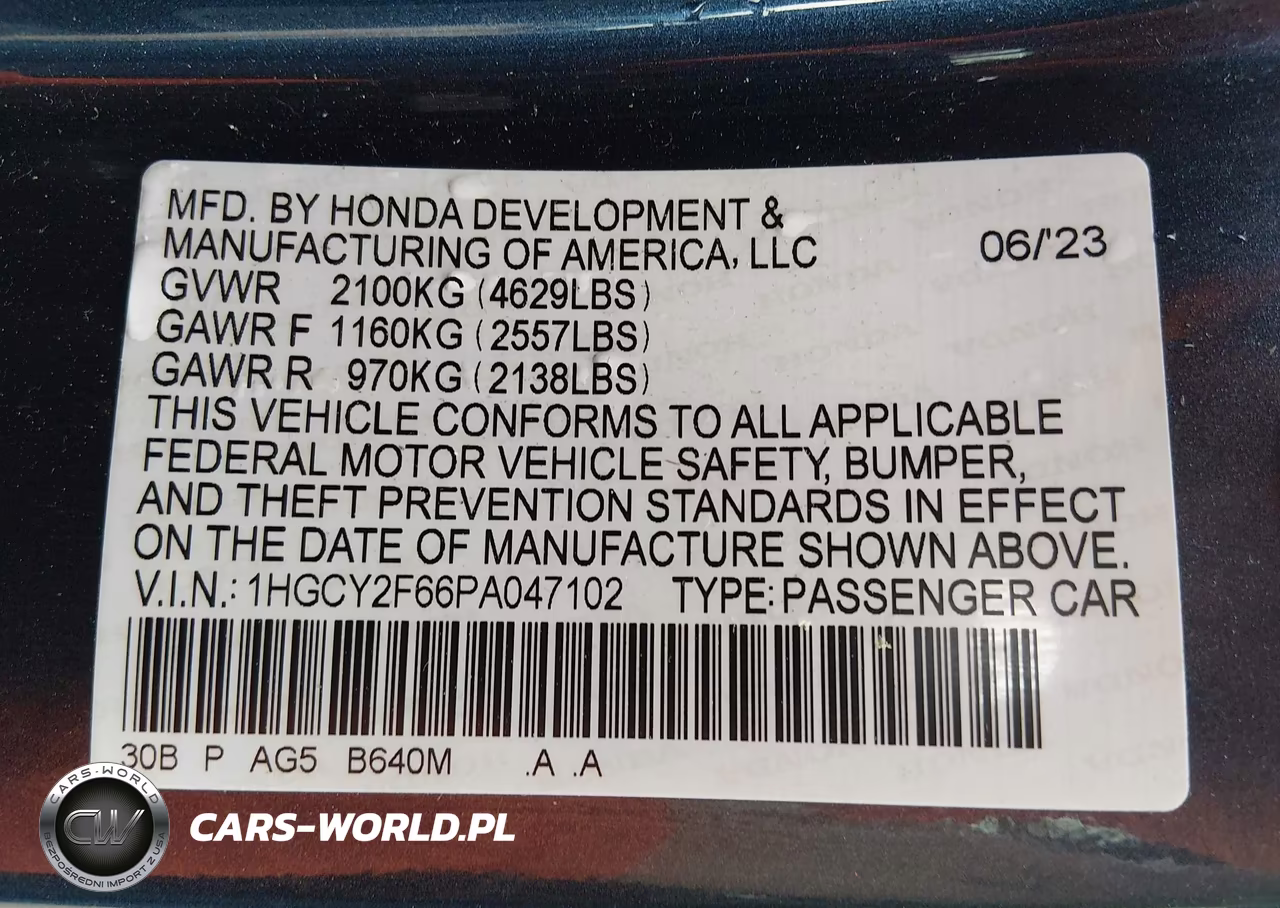 2023 Honda Accord Hybrid Ex-L VIN:1HGCY2F66PA047102 - 9