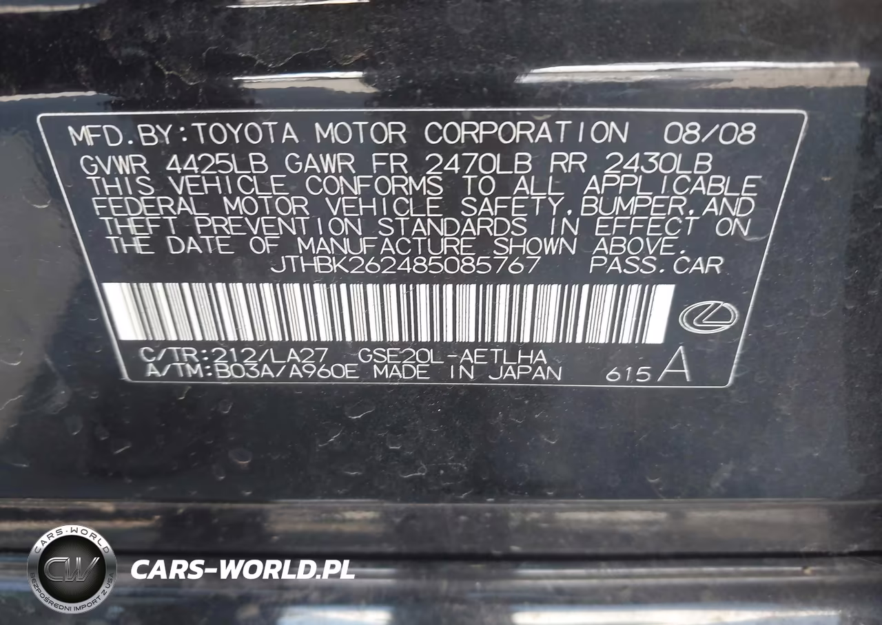 2008 Lexus Is 250 VIN:JTHBK262485085767 - 9