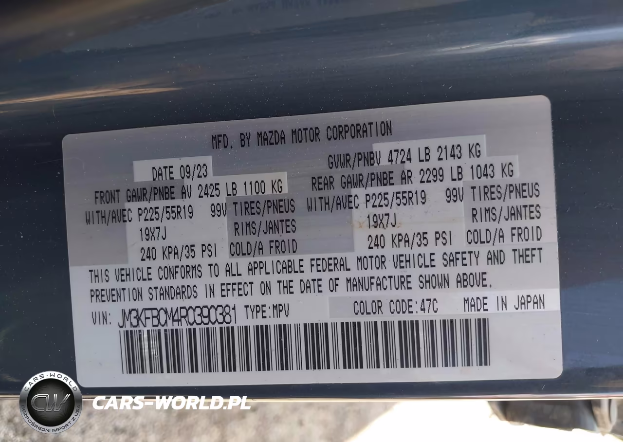2024 Mazda Cx-5 2.5 S Carbon Edition VIN:JM3KFBCM4R0390381 - 9