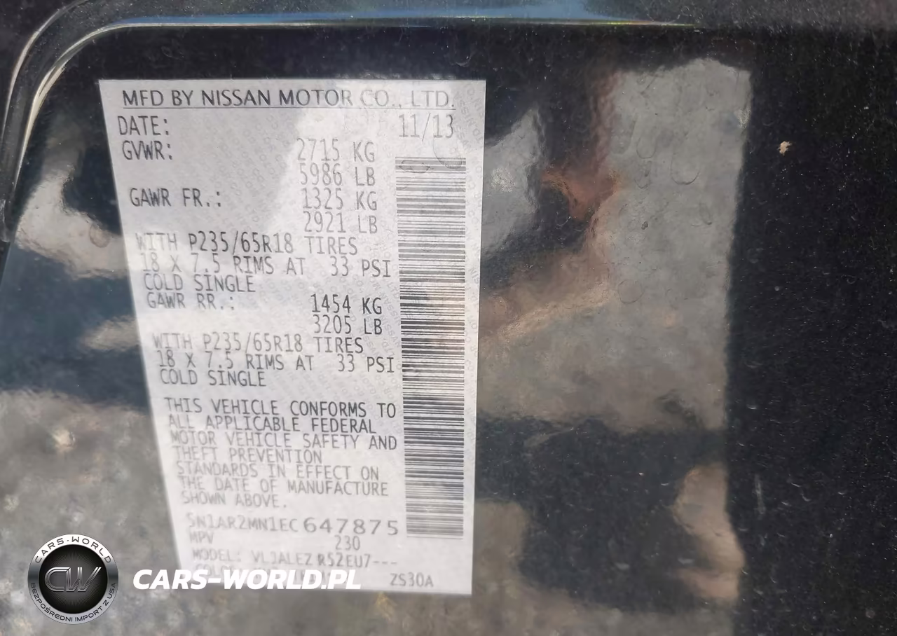 2014 Nissan Pathfinder Sv VIN:5N1AR2MN1EC647875 - 9