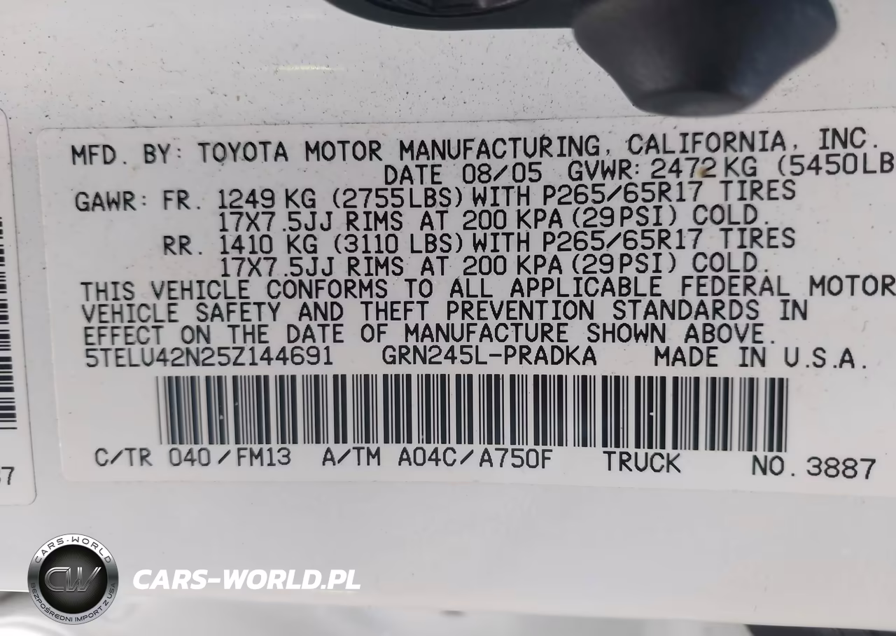 2005 Toyota Tacoma Base V6 VIN:5TELU42N25Z144691 - 9