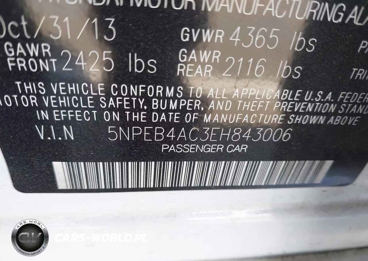 2014 Hyundai Sonata Gls VIN:5NPEB4AC3EH843006 - 9
