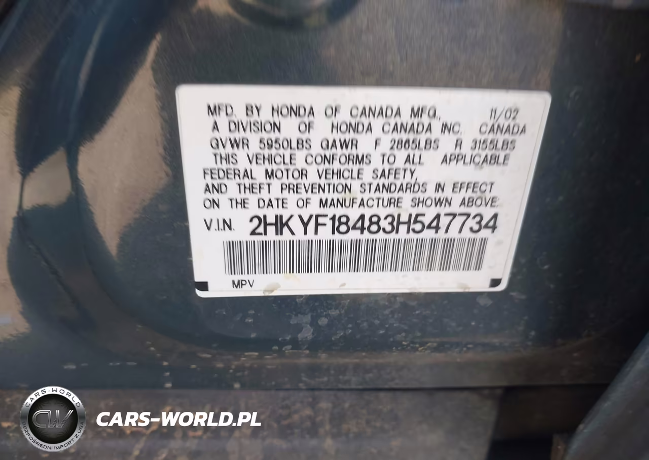 2003 Honda Pilot Ex VIN:2HKYF18483H547734 - 9
