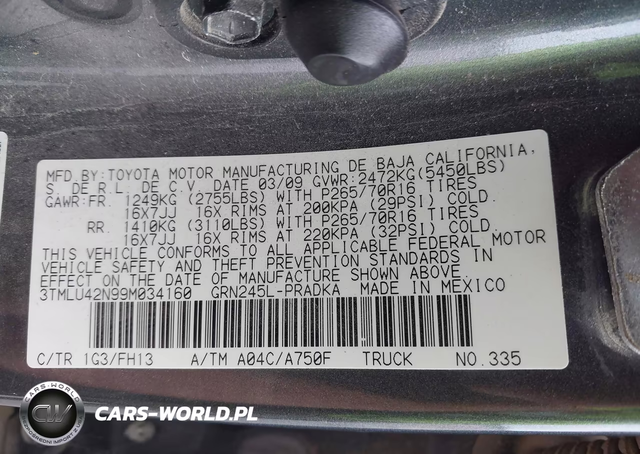 2009 Toyota Tacoma Base V6 VIN:3TMLU42N99M034160 - 9