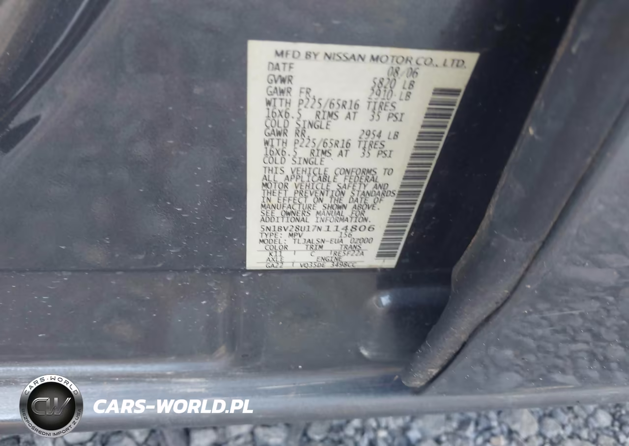 2007 Nissan Quest 3.5 S VIN:5N1BV28U17N114806 - 9