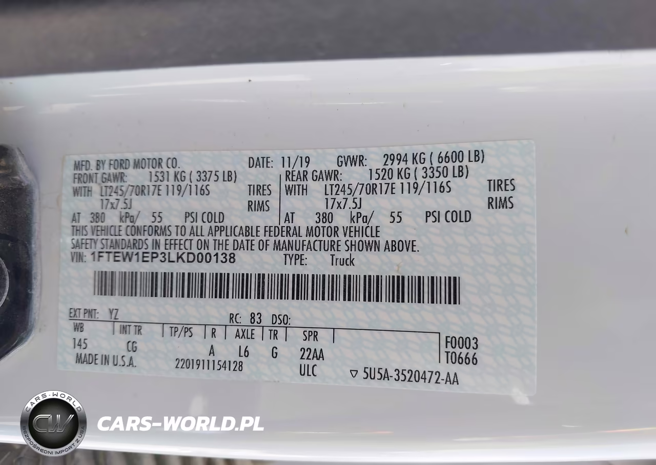 2020 Ford F-150 Xl VIN:1FTEW1EP3LKD00138 - 9