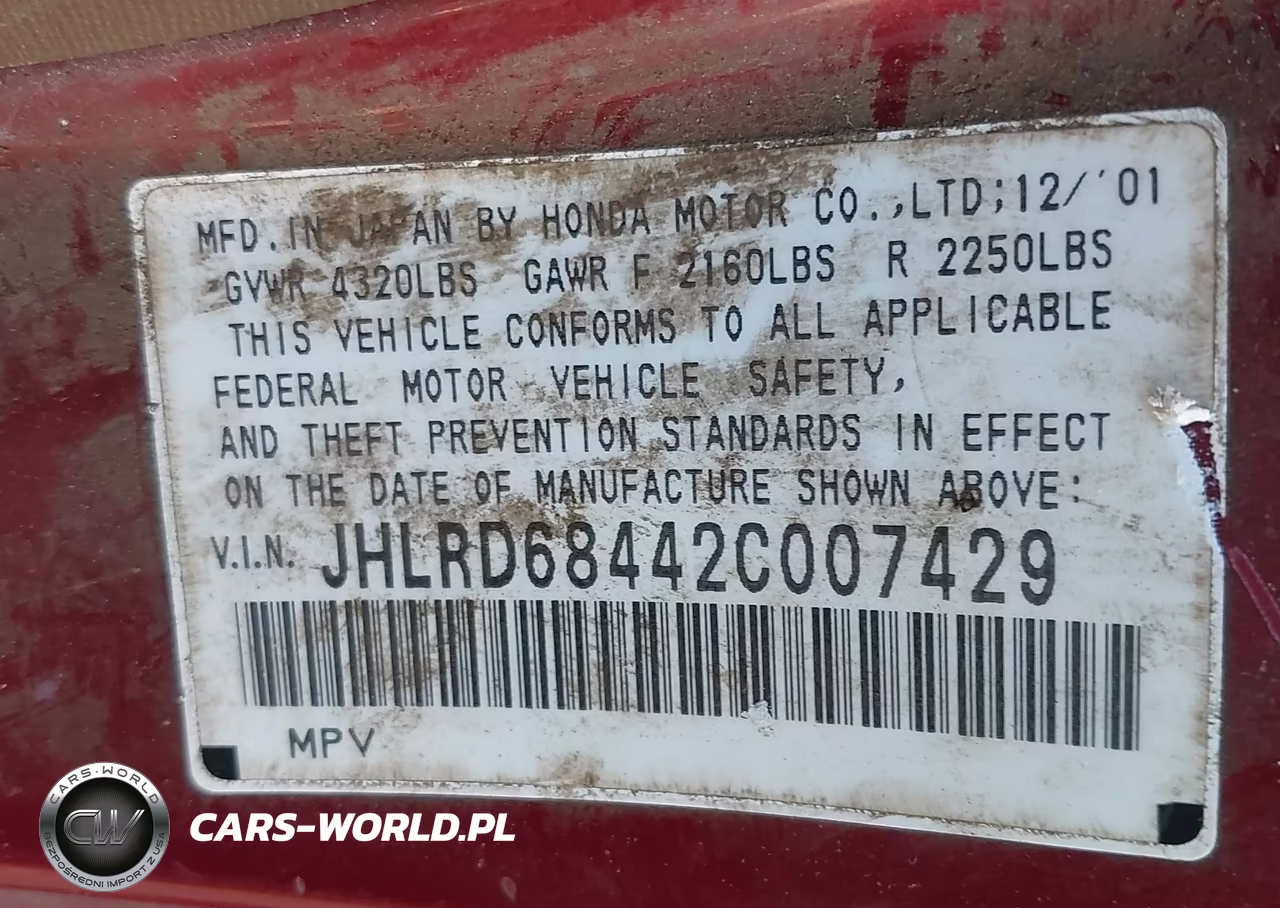 2002 Honda Cr-V Lx VIN:JHLRD68442C007429 - 9