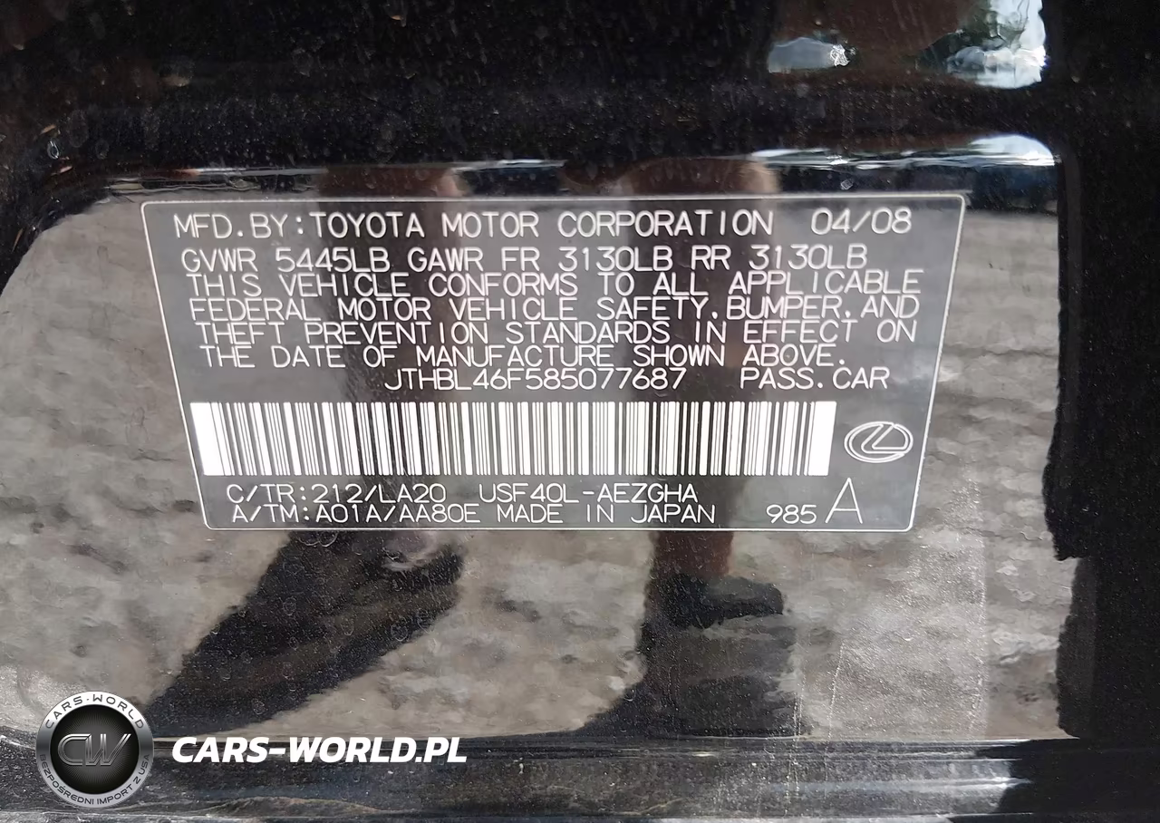 2008 Lexus Ls 460 VIN:JTHBL46F585077687 - 9