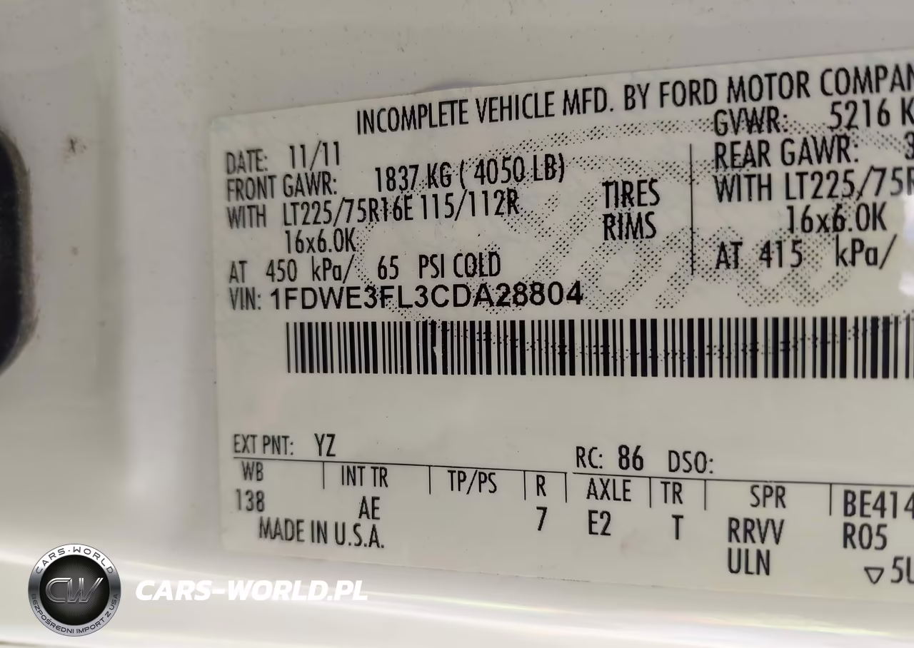 2012 Ford E-350 Cutaway VIN:1FDWE3FL3CDA28804 - 8