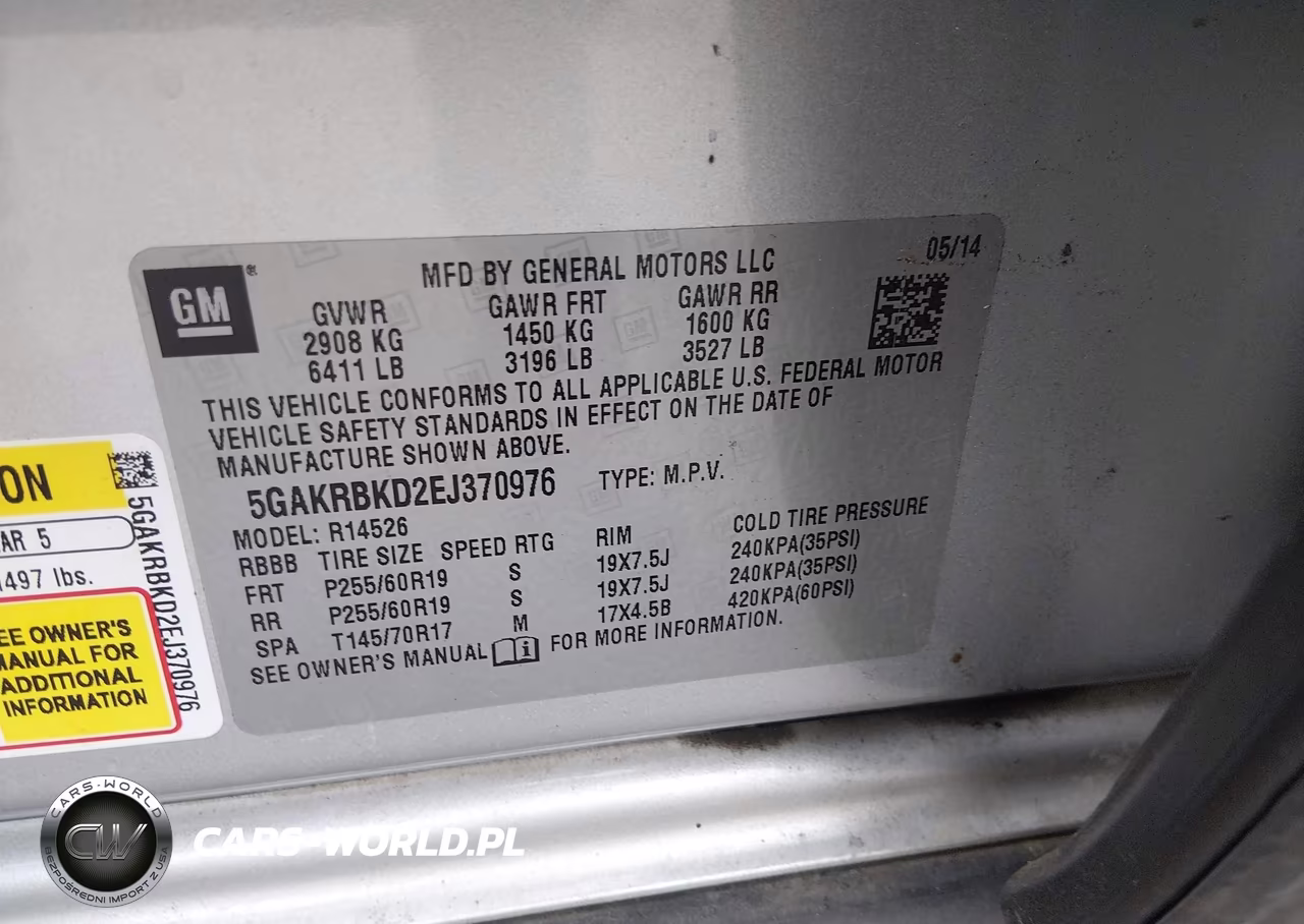 2014 Buick Enclave Leather VIN:5GAKRBKD2EJ370976 - 9