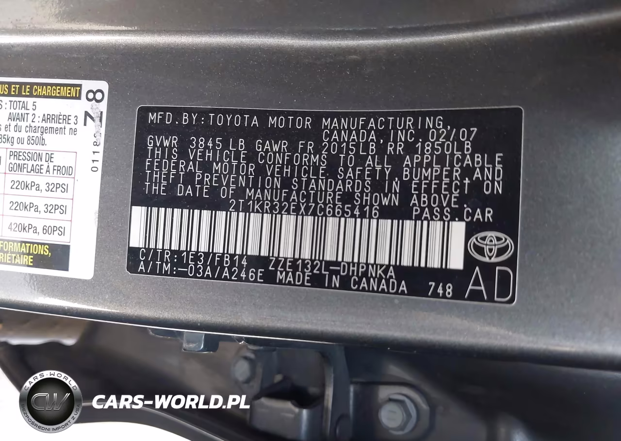 2007 Toyota Matrix Xr VIN:2T1KR32EX7C665416 - 9