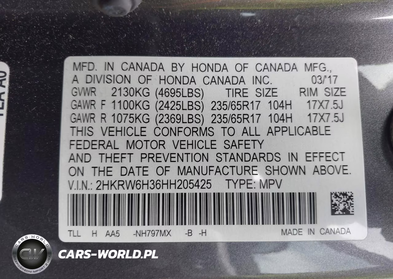 2017 Honda Cr-V Lx VIN:2HKRW6H36HH205425 - 9