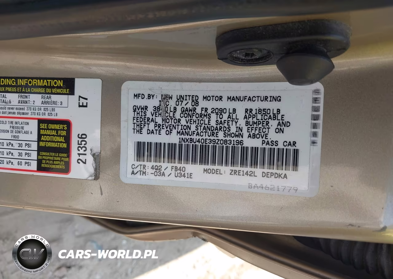 2009 Toyota Corolla Le VIN:1NXBU40E39Z083196 - 9