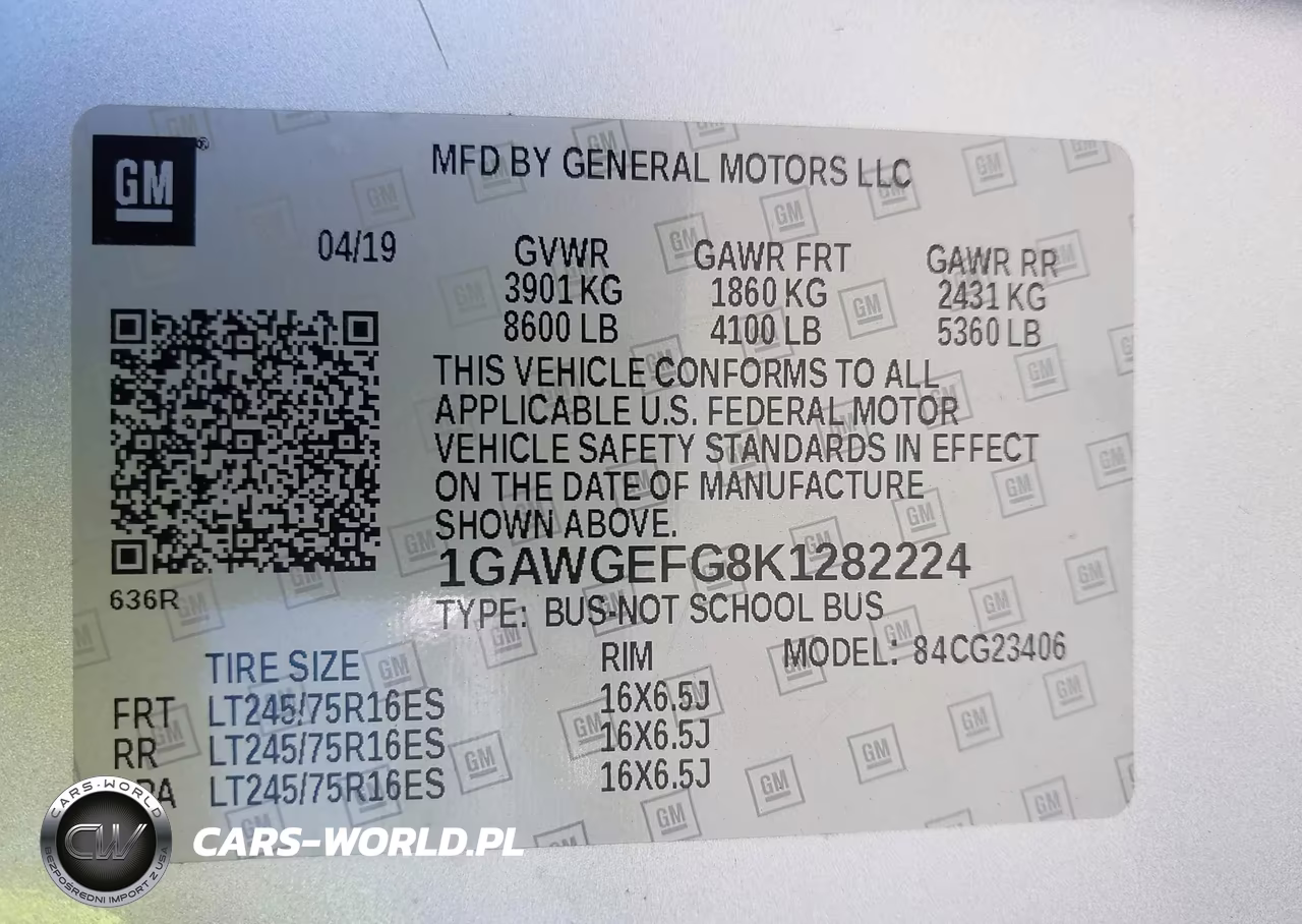 2019 Chevrolet Express 2500 Ls VIN:1GAWGEFG8K1282224 - 9