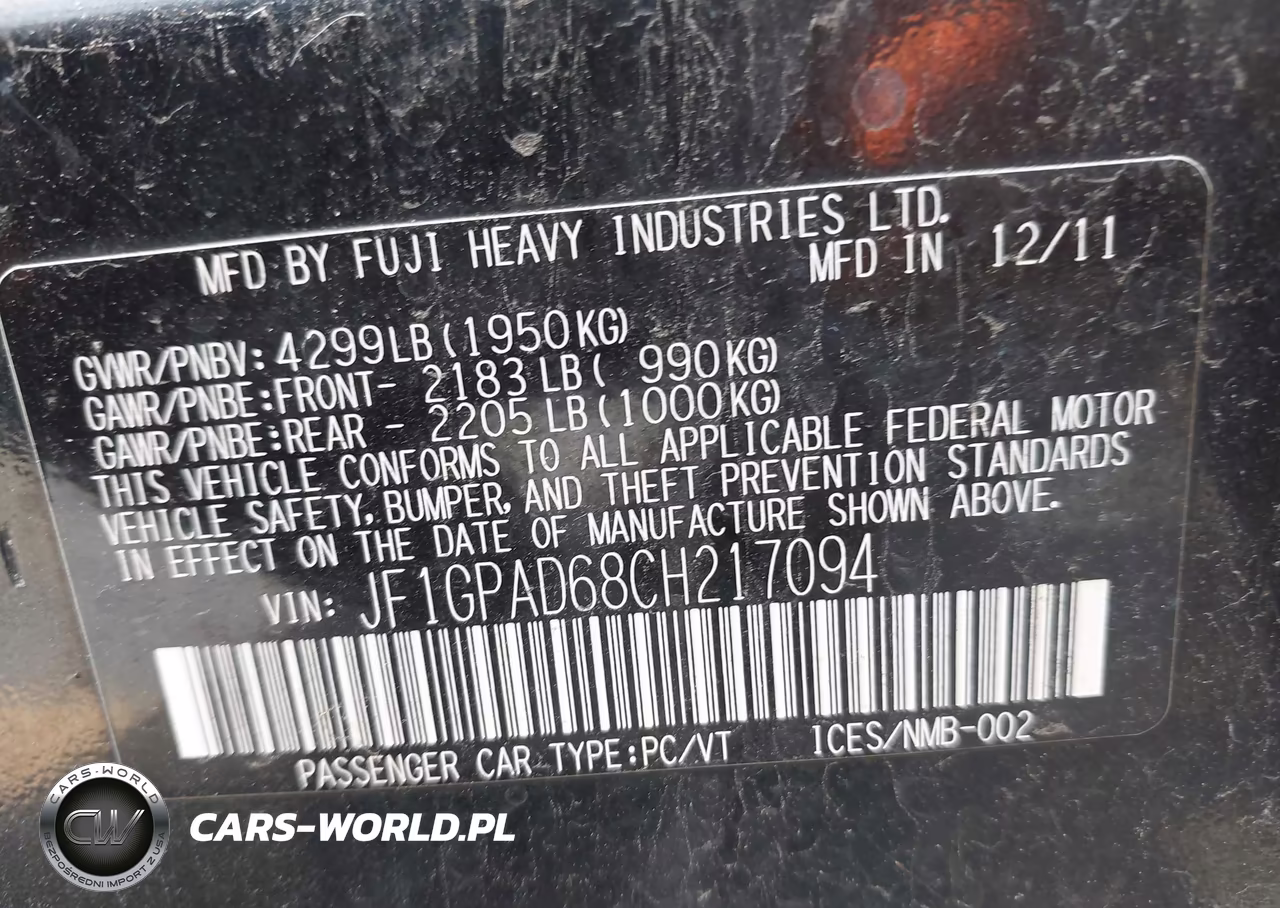 2012 Subaru Impreza 2.0I Premium VIN:JF1GPAD68CH217094 - 9