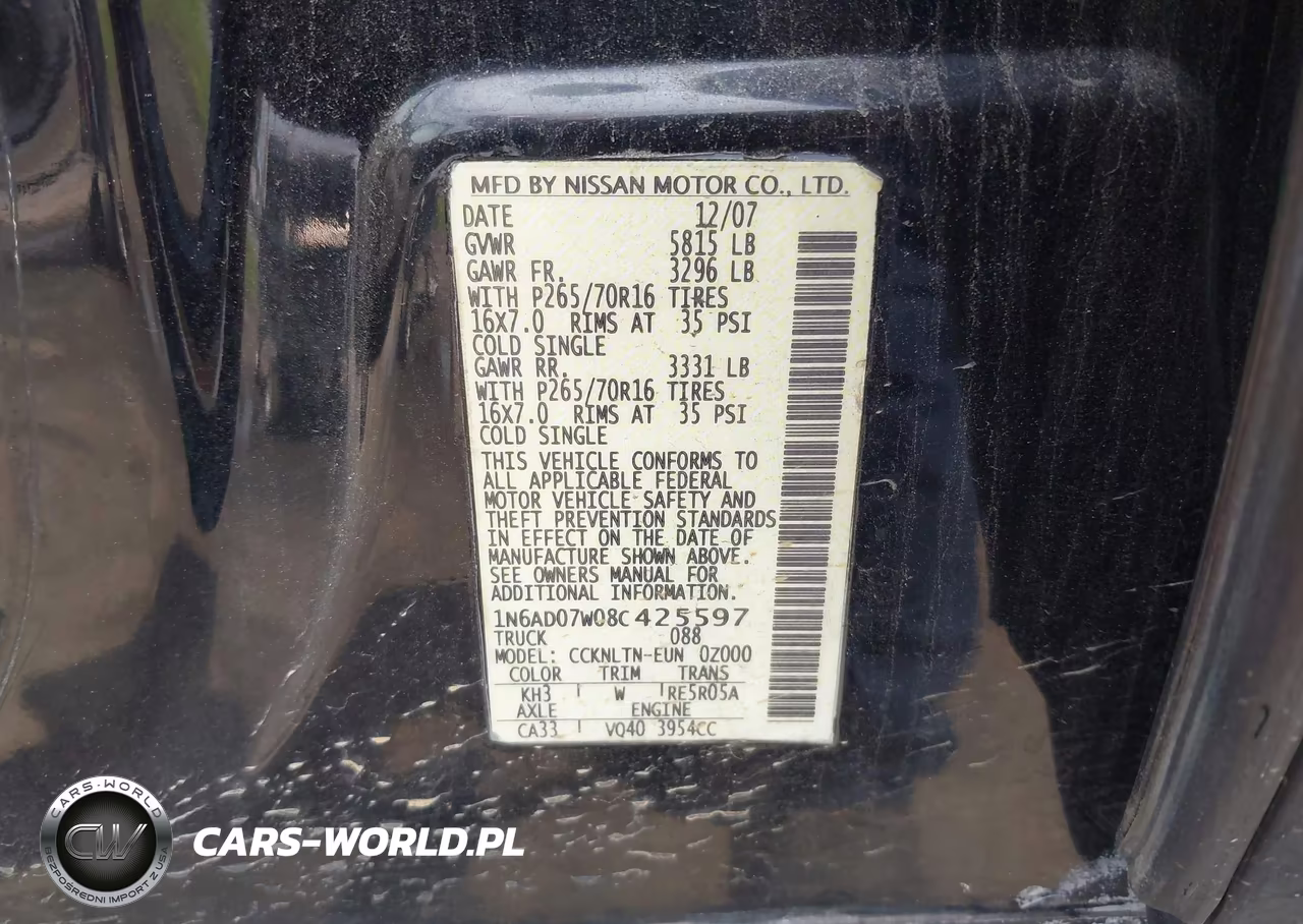 2008 Nissan Frontier Se VIN:1N6AD07W08C425597 - 9