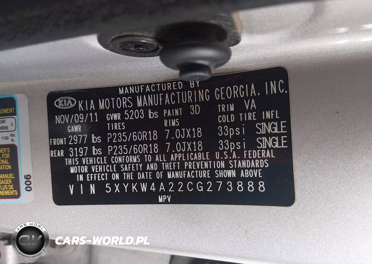 2012 Kia Sorento Sx V6 VIN:5XYKW4A22CG273888 - 9