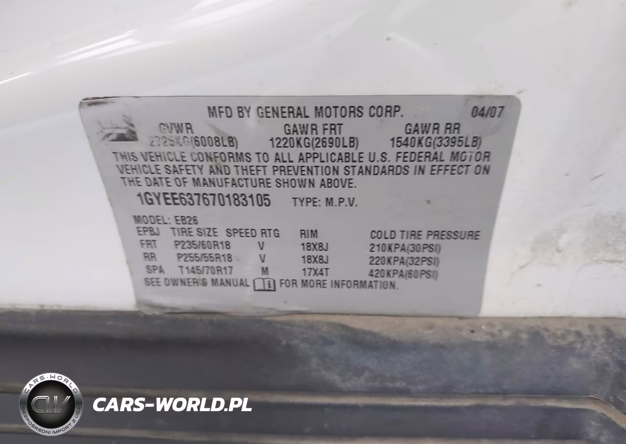2007 Cadillac Srx V6 VIN:1GYEE637670183105 - 9