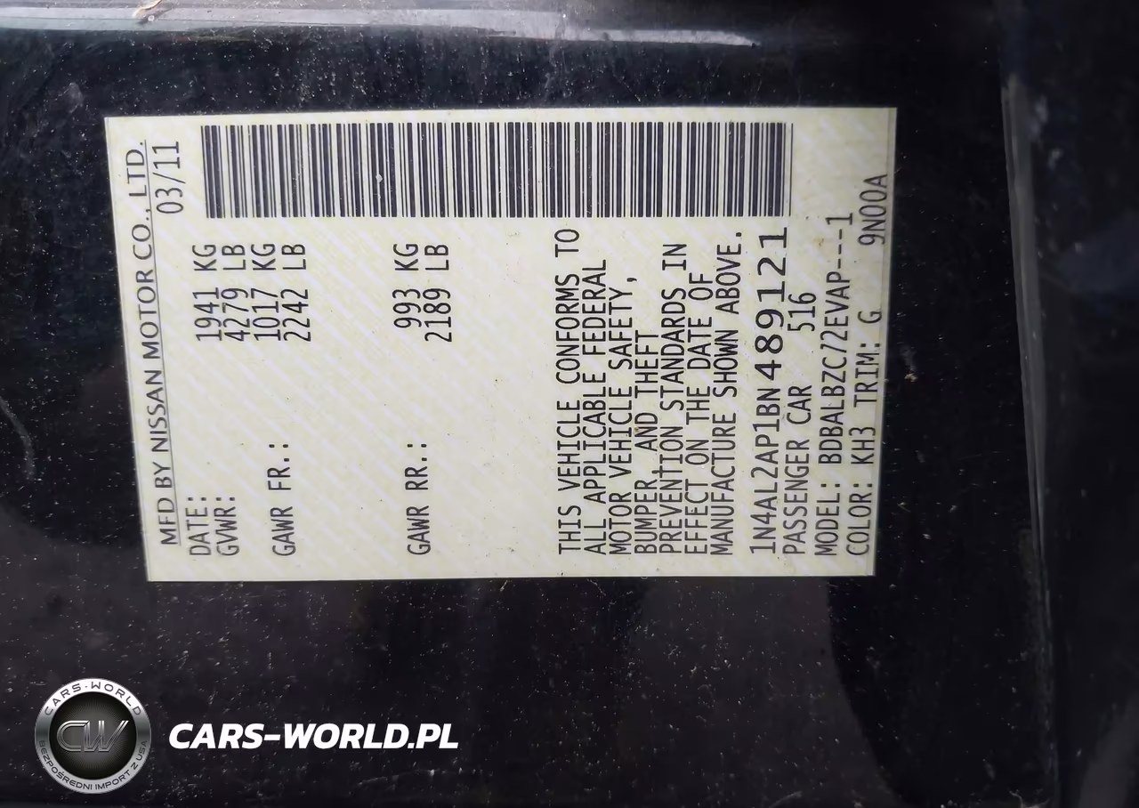 2011 Nissan Altima 2.5 S VIN:1N4AL2AP1BN489121 - 9