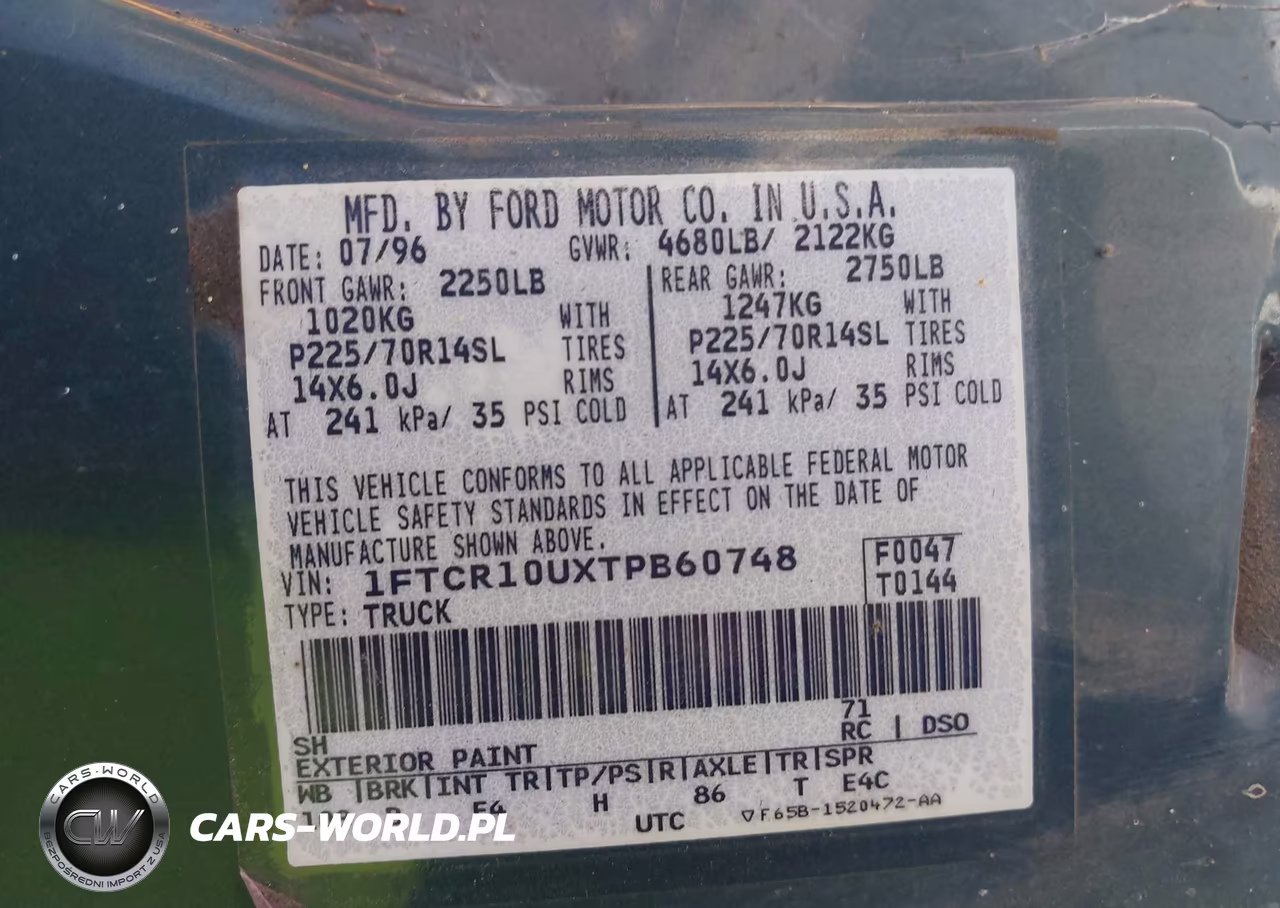 1996 Ford Ranger VIN:1FTCR10UXTPB60748 - 9