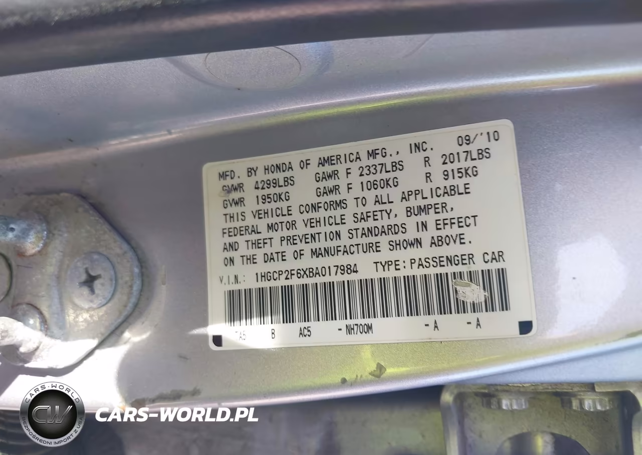 2011 Honda Accord 2.4 Se VIN:1HGCP2F6XBA017984 - 9