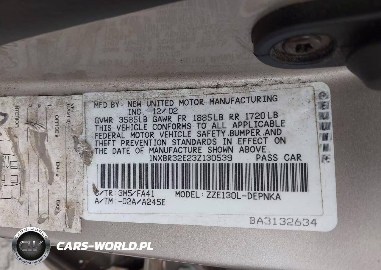 2003 Toyota Corolla Le VIN:1NXBR32E23Z130539 - 9