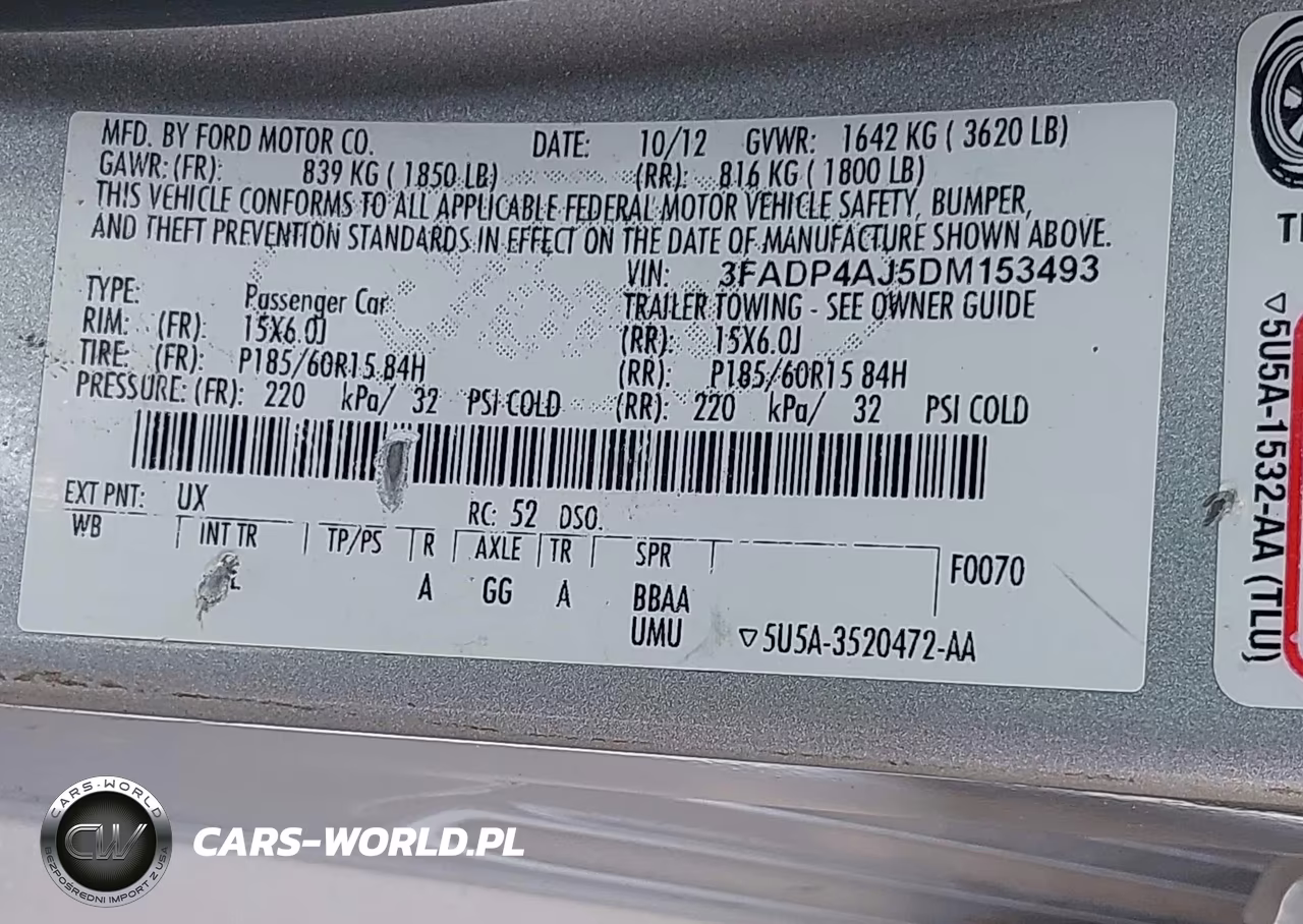 2013 Ford Fiesta S VIN:3FADP4AJ5DM153493 - 9