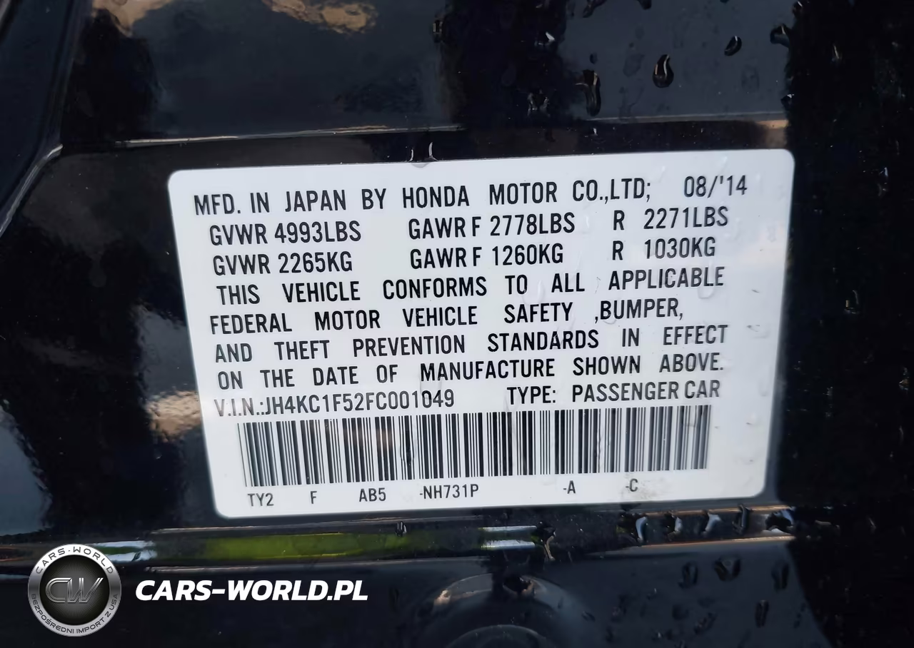2015 Acura Rlx VIN:JH4KC1F52FC001049 - 9
