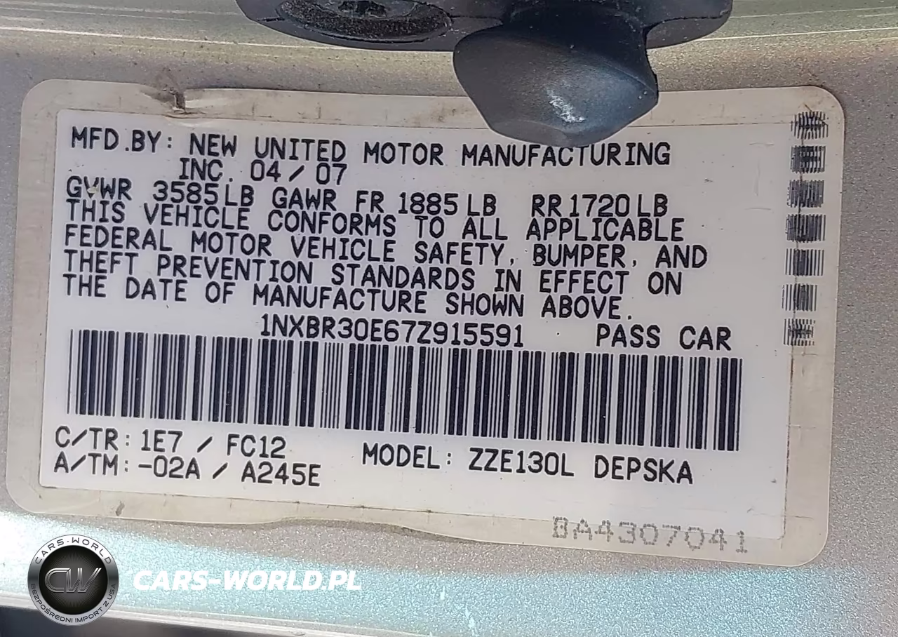 2007 Toyota Corolla S VIN:1NXBR30E67Z915591 - 9