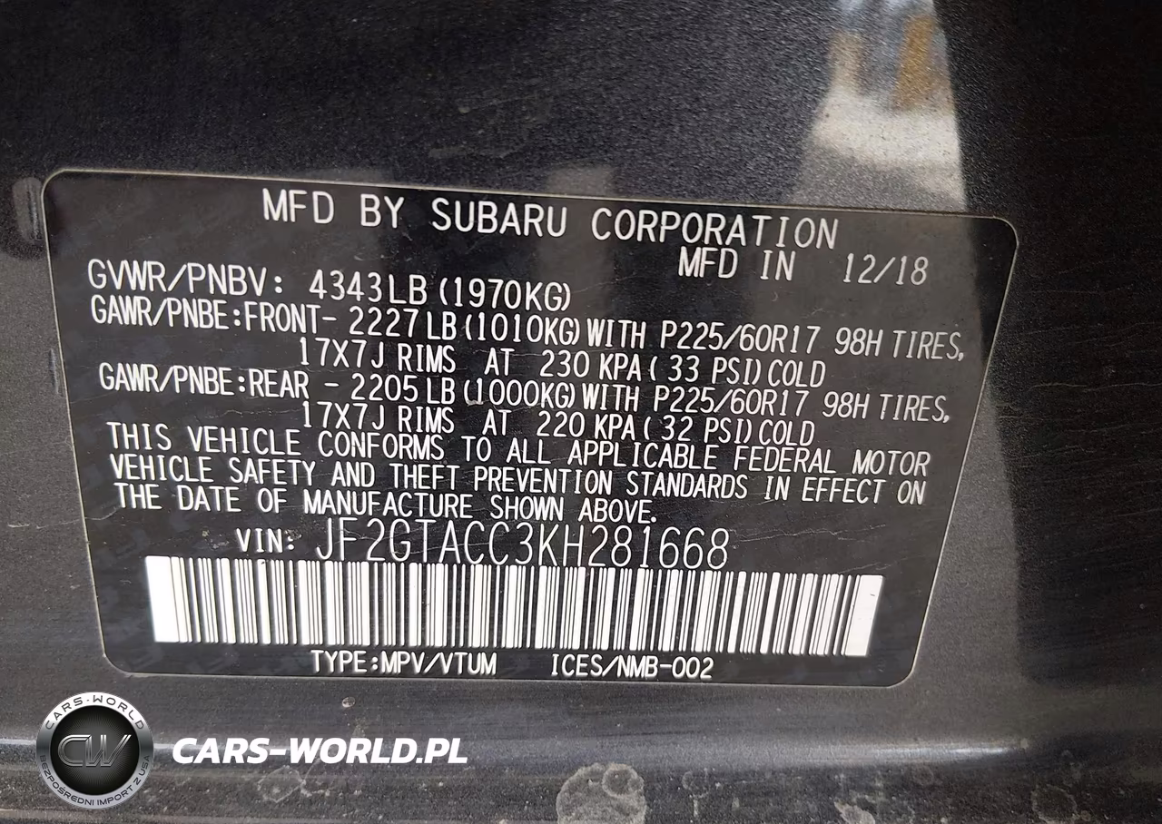 2019 Subaru Crosstrek Premium VIN:JF2GTACC3KH281668 - 9