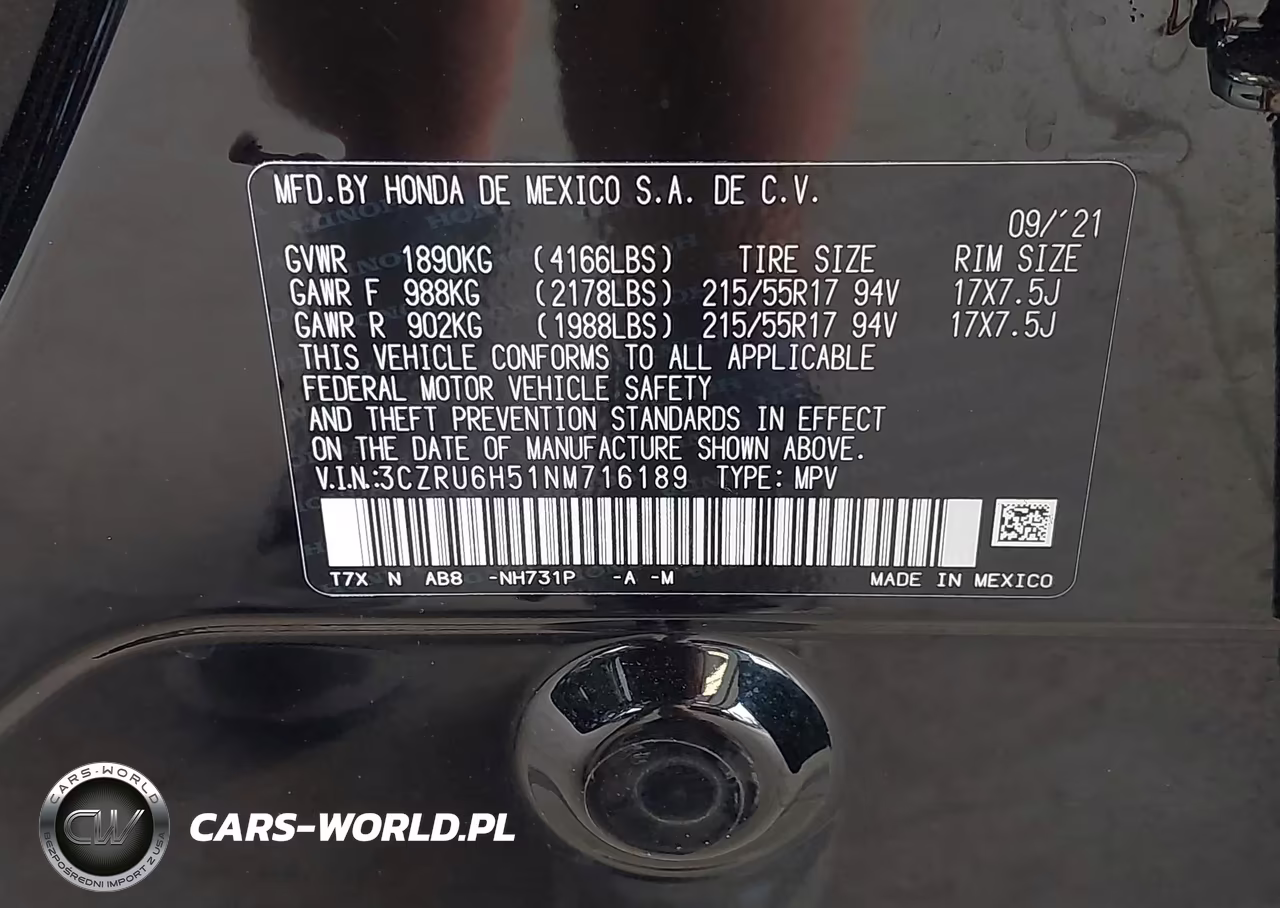 2022 Honda Hr-V Awd Ex VIN:3CZRU6H51NM716189 - 9