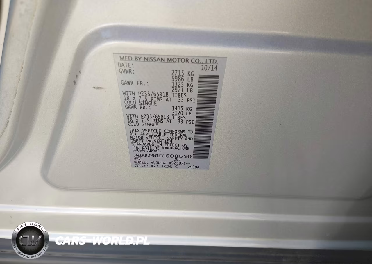 2015 Nissan Pathfinder Sl VIN:5N1AR2MM1FC608650 - 9