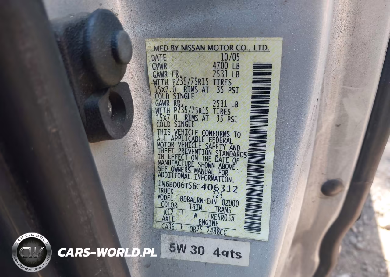 2006 Nissan Frontier Xe VIN:1N6BD06T56C406312 - 9