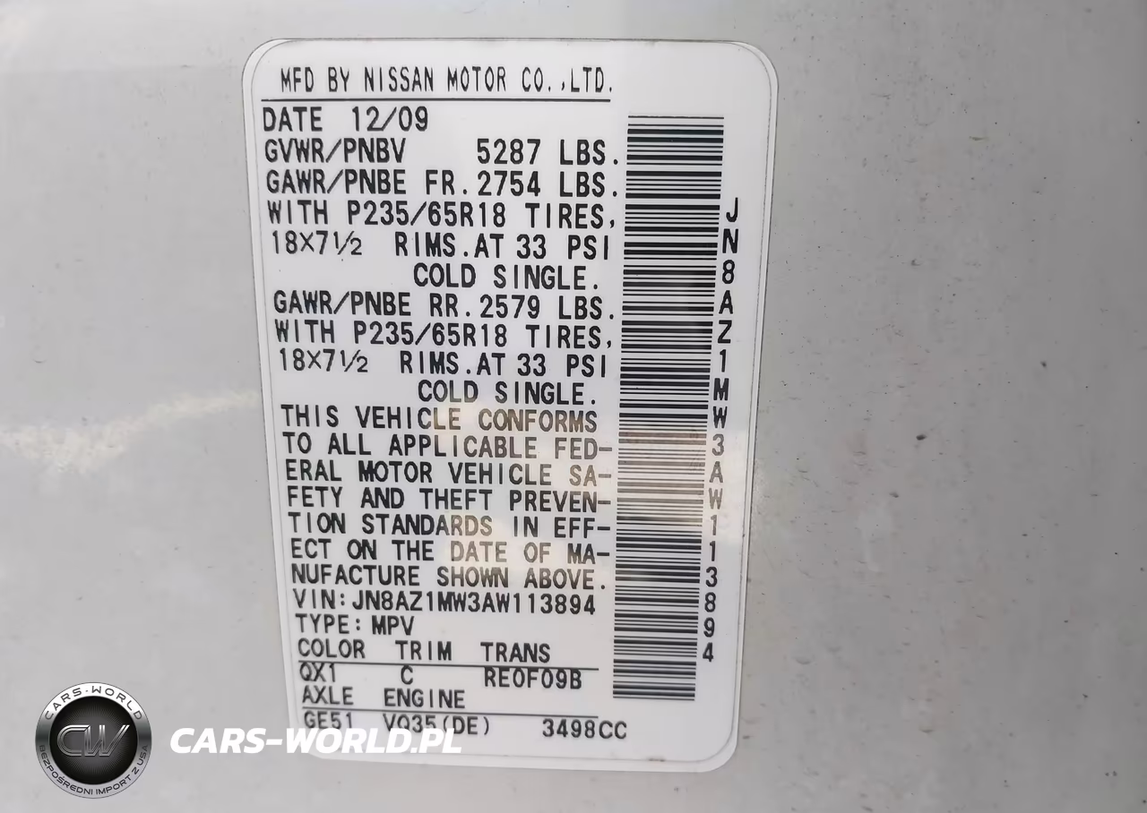 2010 Nissan Murano Sl VIN:JN8AZ1MW3AW113894 - 9