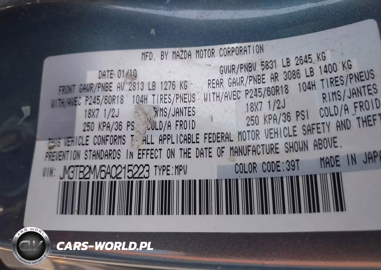 2010 Mazda Cx-9 Touring VIN:JM3TB2MV6A0215223 - 9