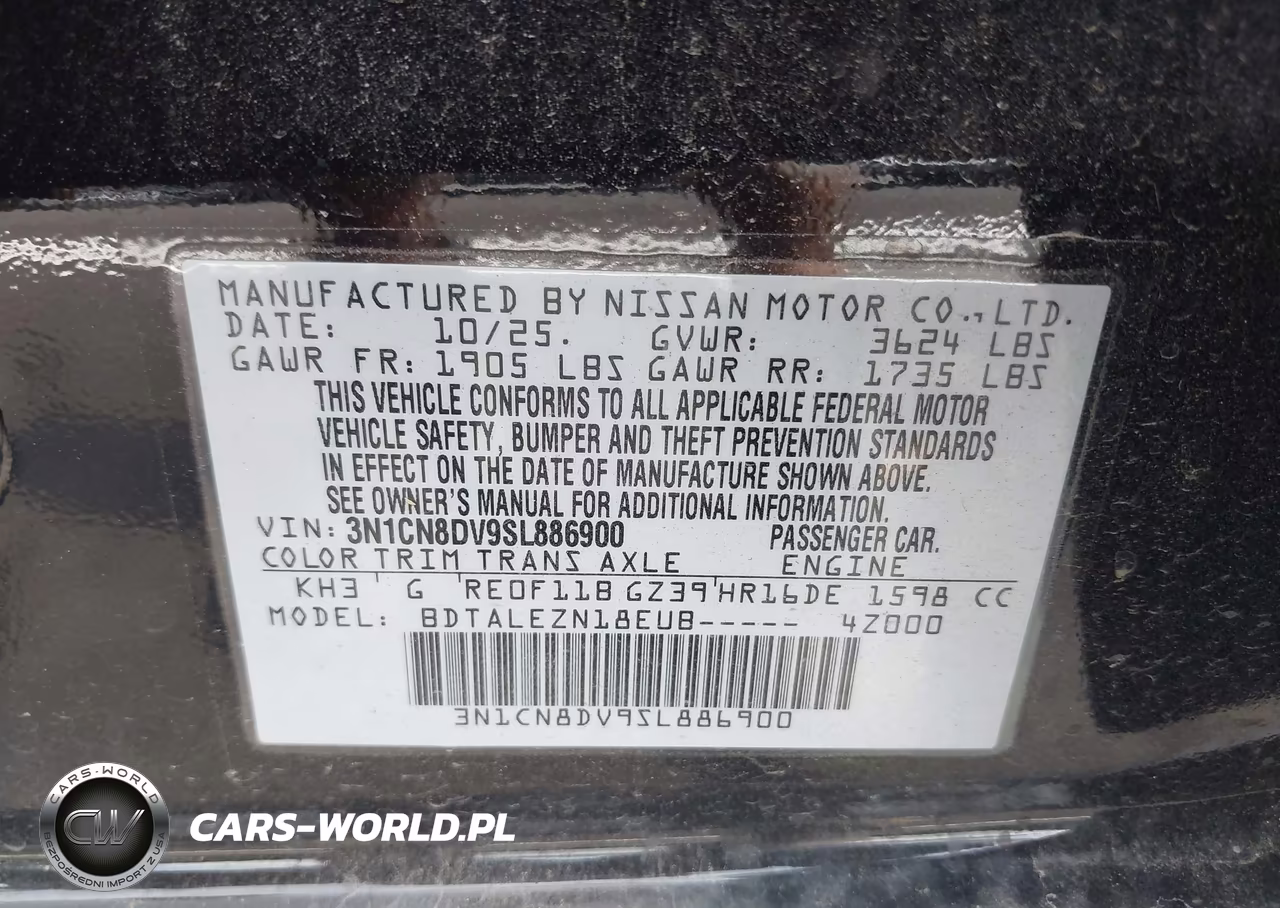 2025 Nissan Versa 1.6 S VIN:3N1CN8DV9SL886900 - 9