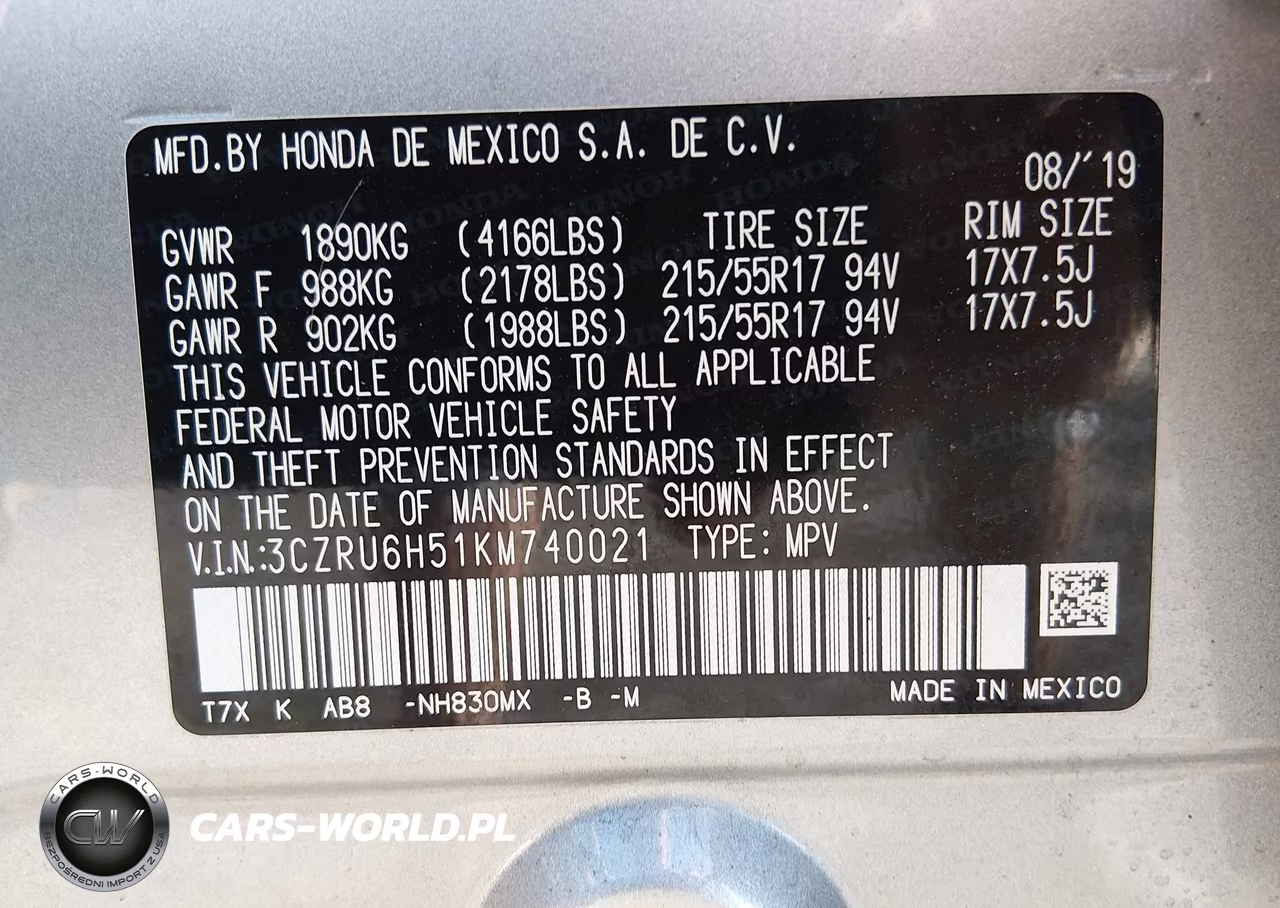 2019 Honda Hr-V Ex VIN:3CZRU6H51KM740021 - 9