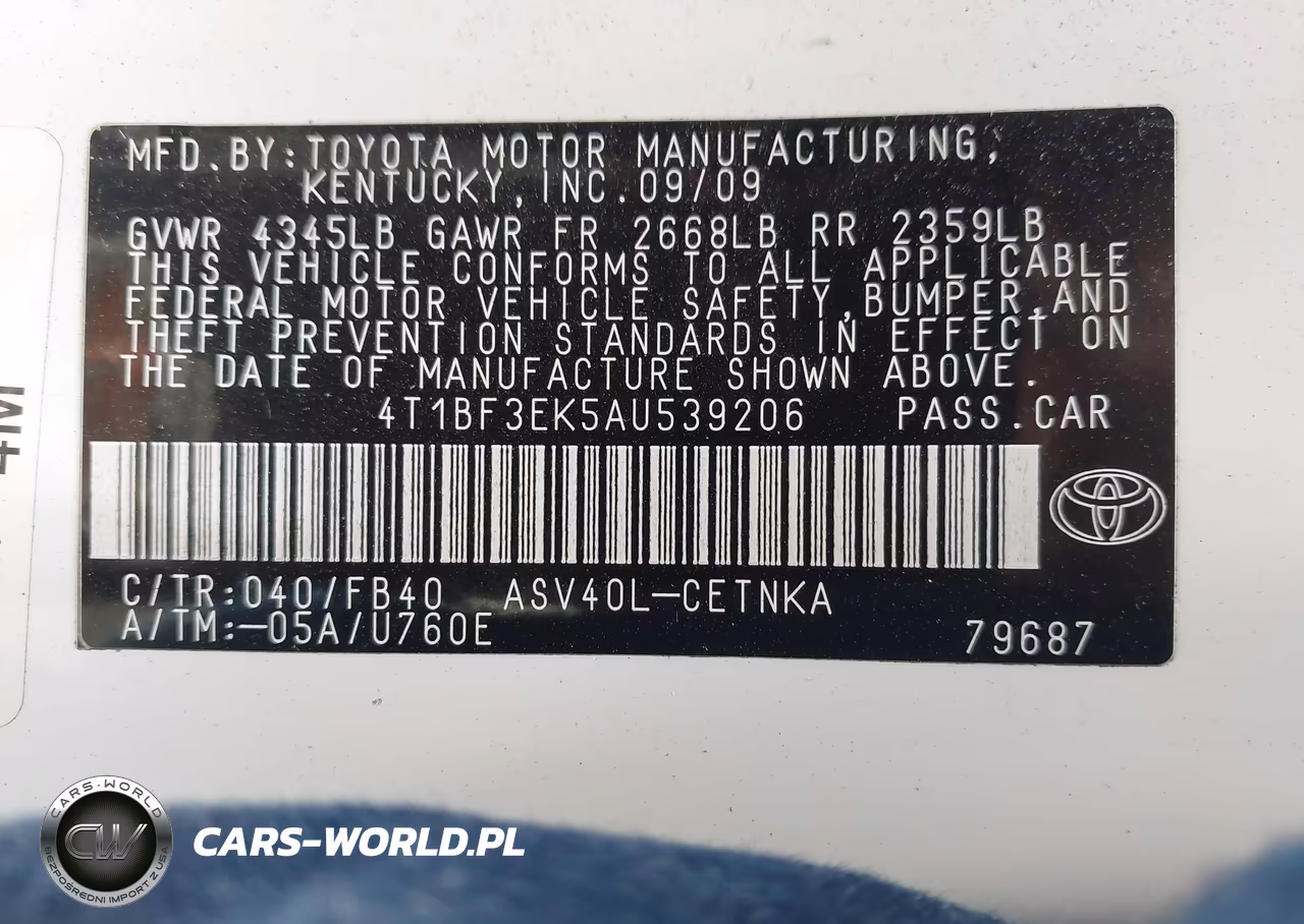 2010 Toyota Camry Le VIN:4T1BF3EK5AU539206 - 9