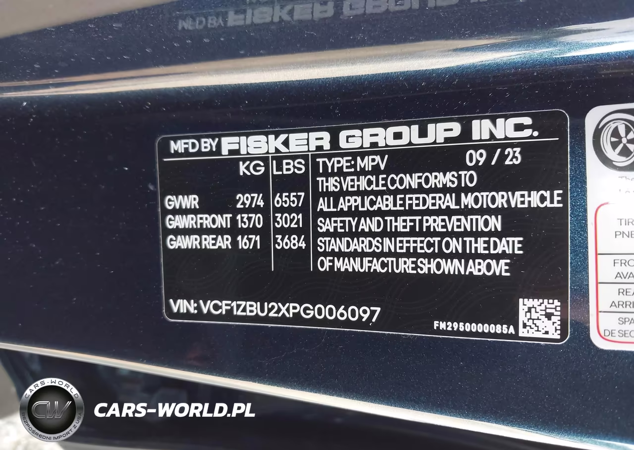 2023 Fisker Ocean One VIN:VCF1ZBU2XPG006097 - 9