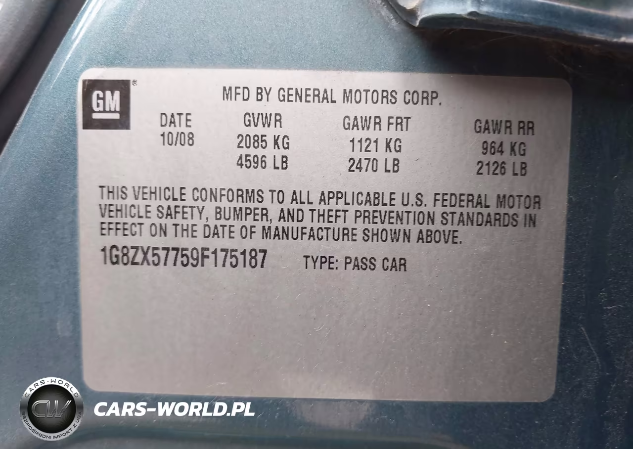 2009 Saturn Aura Xr VIN:1G8ZX57759F175187 - 9