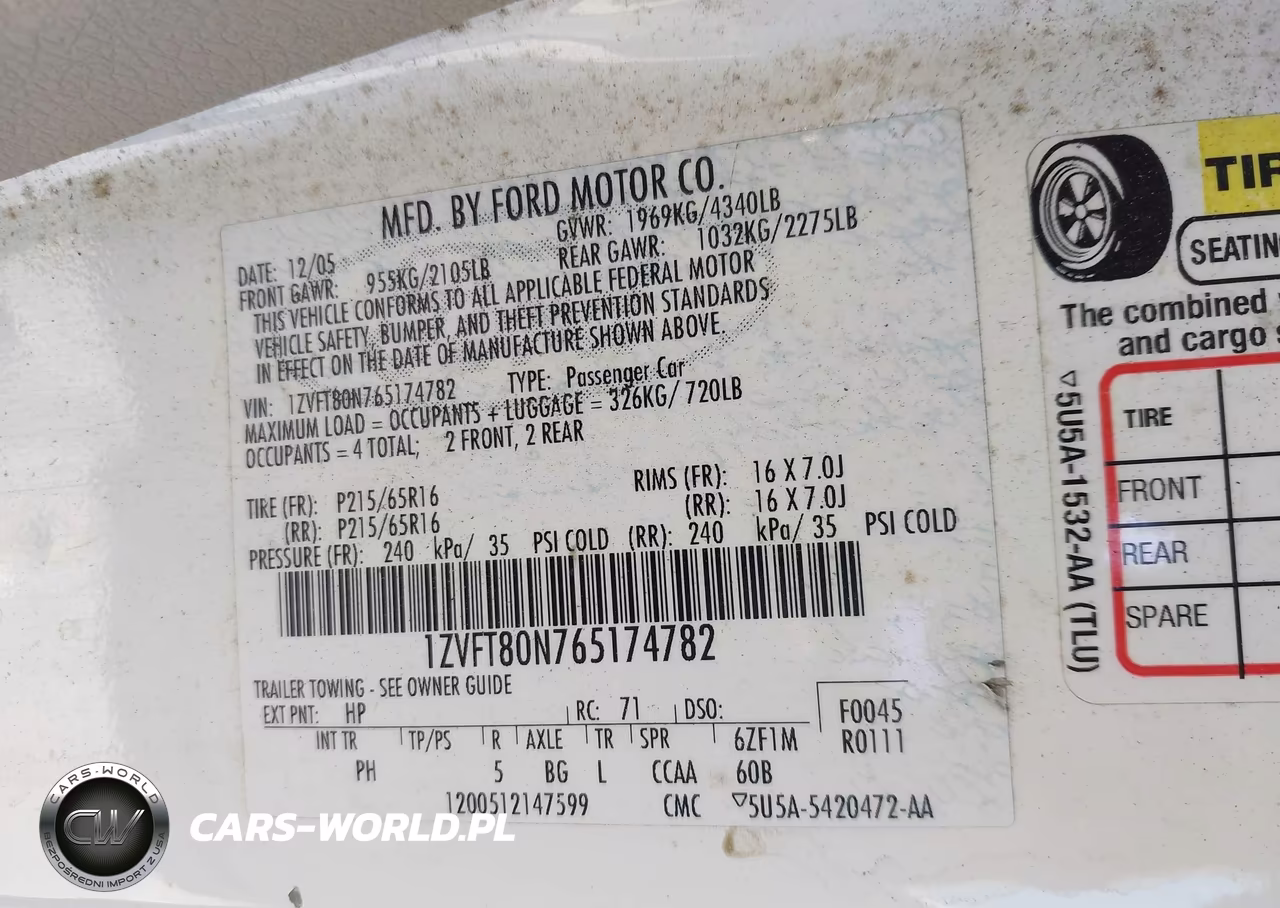 2006 Ford Mustang V6 VIN:1ZVFT80N765174782 - 9