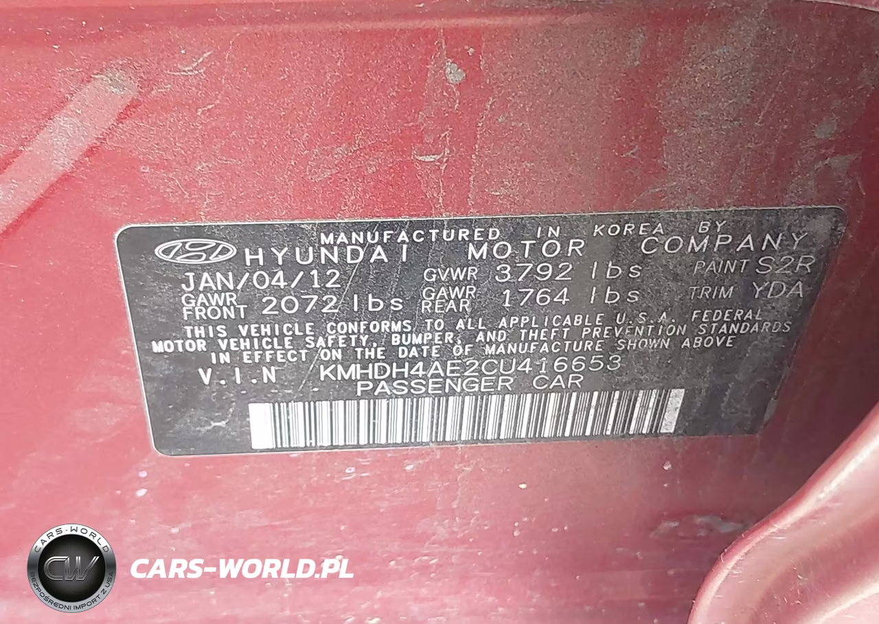 2012 Hyundai Elantra Gls (Ulsan Plant) VIN:KMHDH4AE2CU416653 - 9
