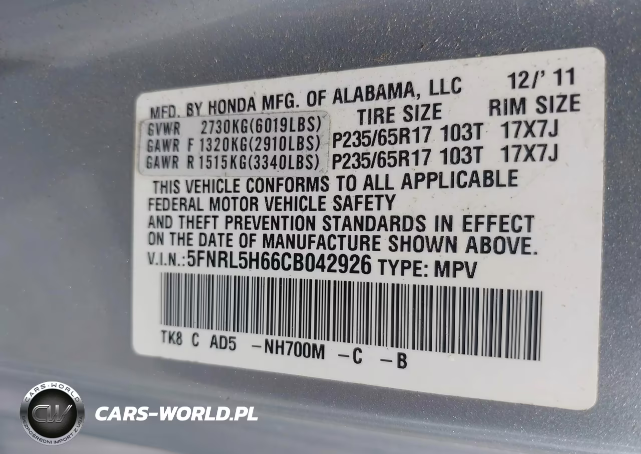 2012 Honda Odyssey Ex-L VIN:5FNRL5H66CB042926 - 9