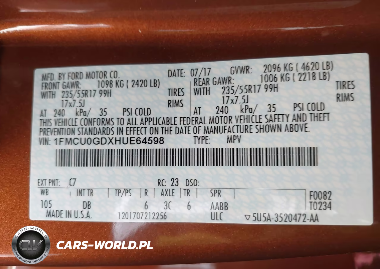 2017 Ford Escape Se VIN:1FMCU0GDXHUE64598 - 9