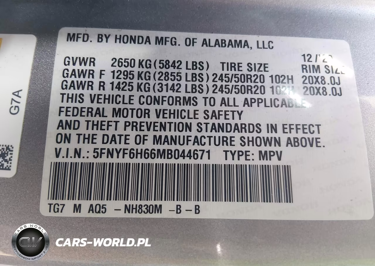 2021 Honda Pilot Awd Touring 7 Passenger VIN:5FNYF6H66MB044671 - 9