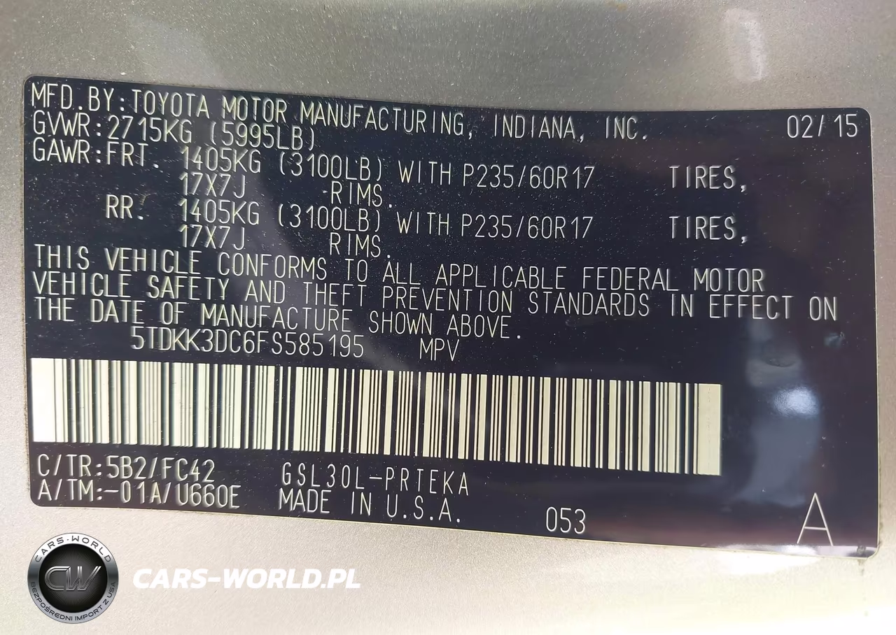2015 Toyota Sienna Le 8 Passenger VIN:5TDKK3DC6FS585195 - 9