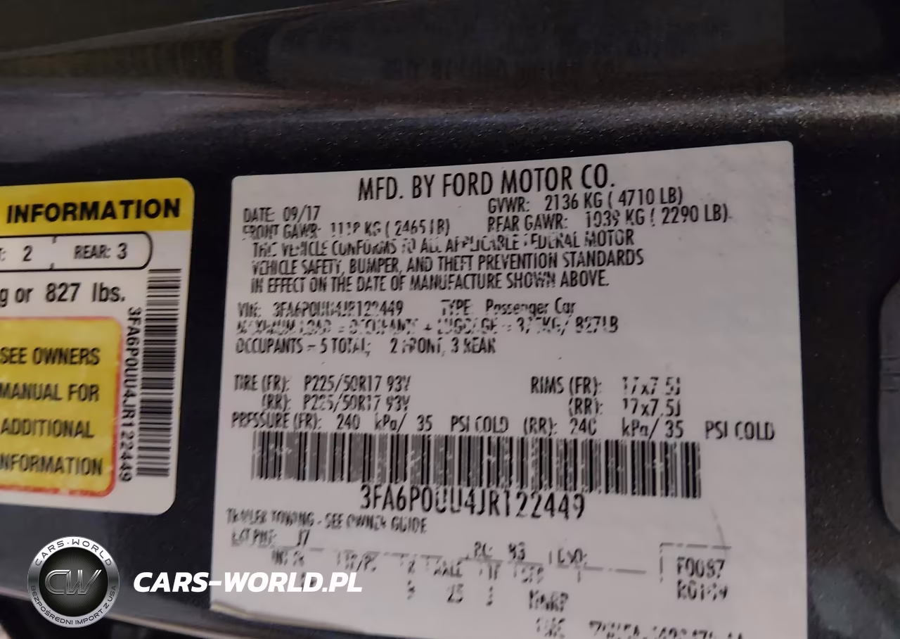 2018 Ford Fusion Hybrid S VIN:3FA6P0UU4JR122449 - 9