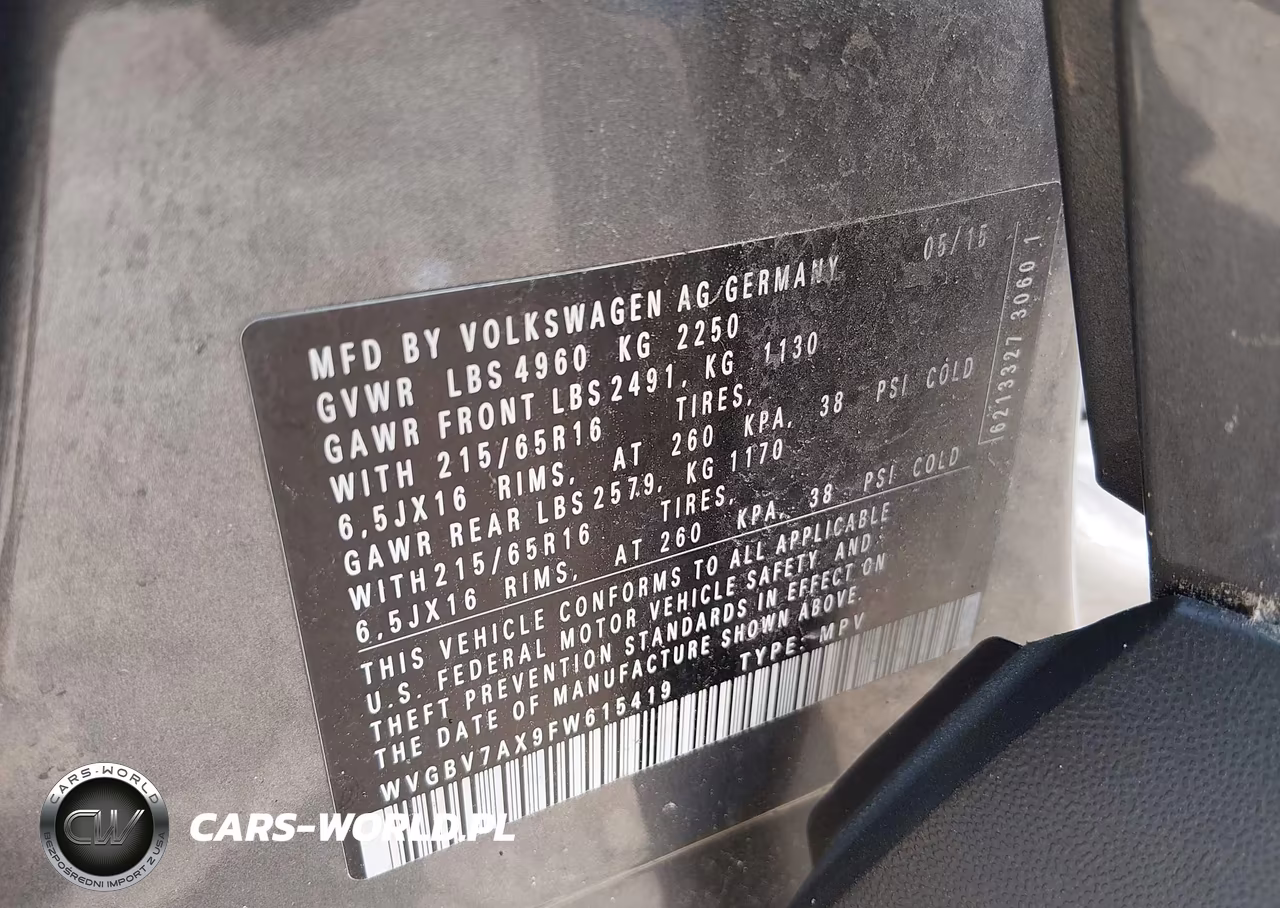 2015 Volkswagen Tiguan S VIN:WVGBV7AX9FW615419 - 9
