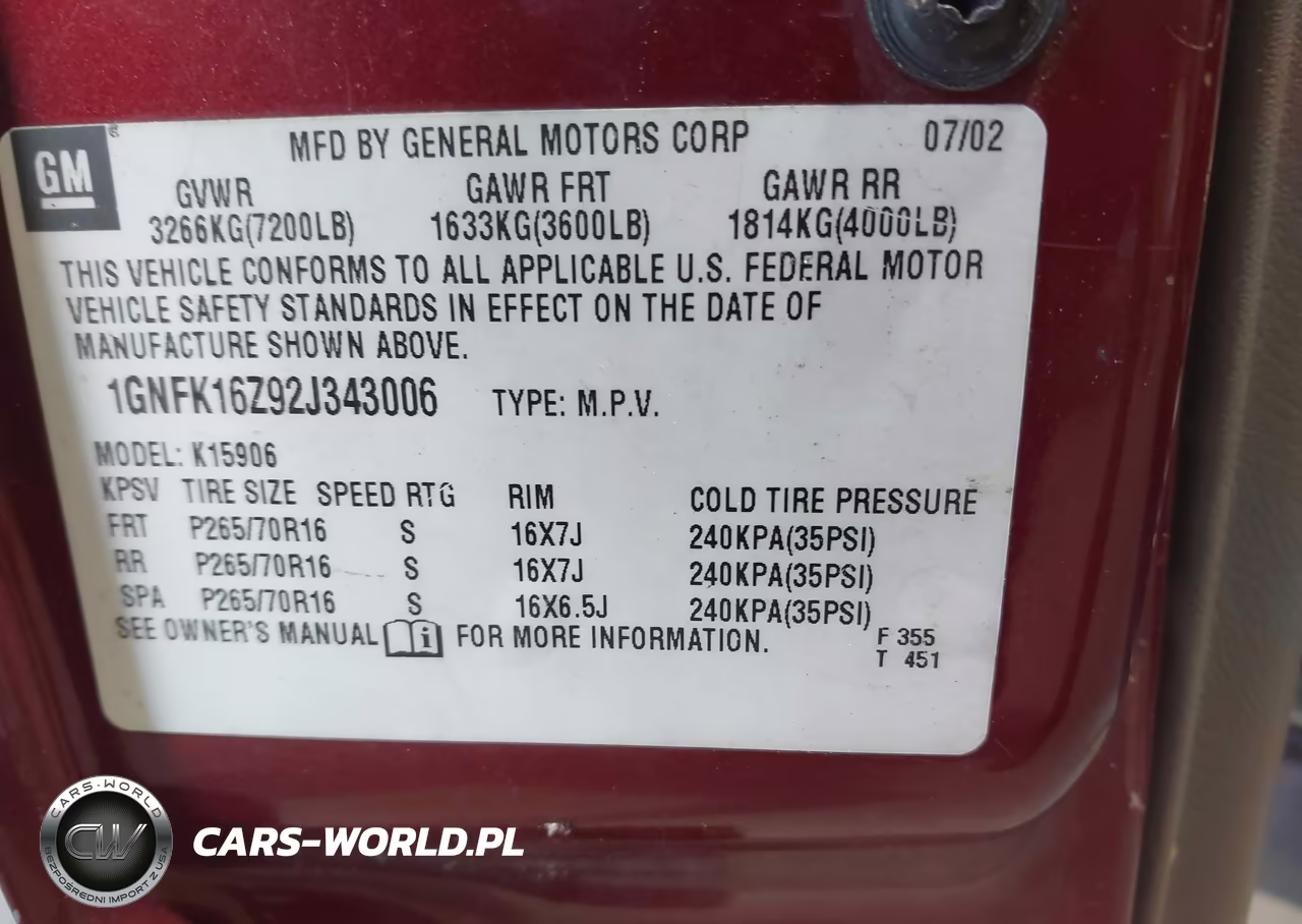 2002 Chevrolet Suburban 1500 Lt VIN:1GNFK16Z92J343006 - 9